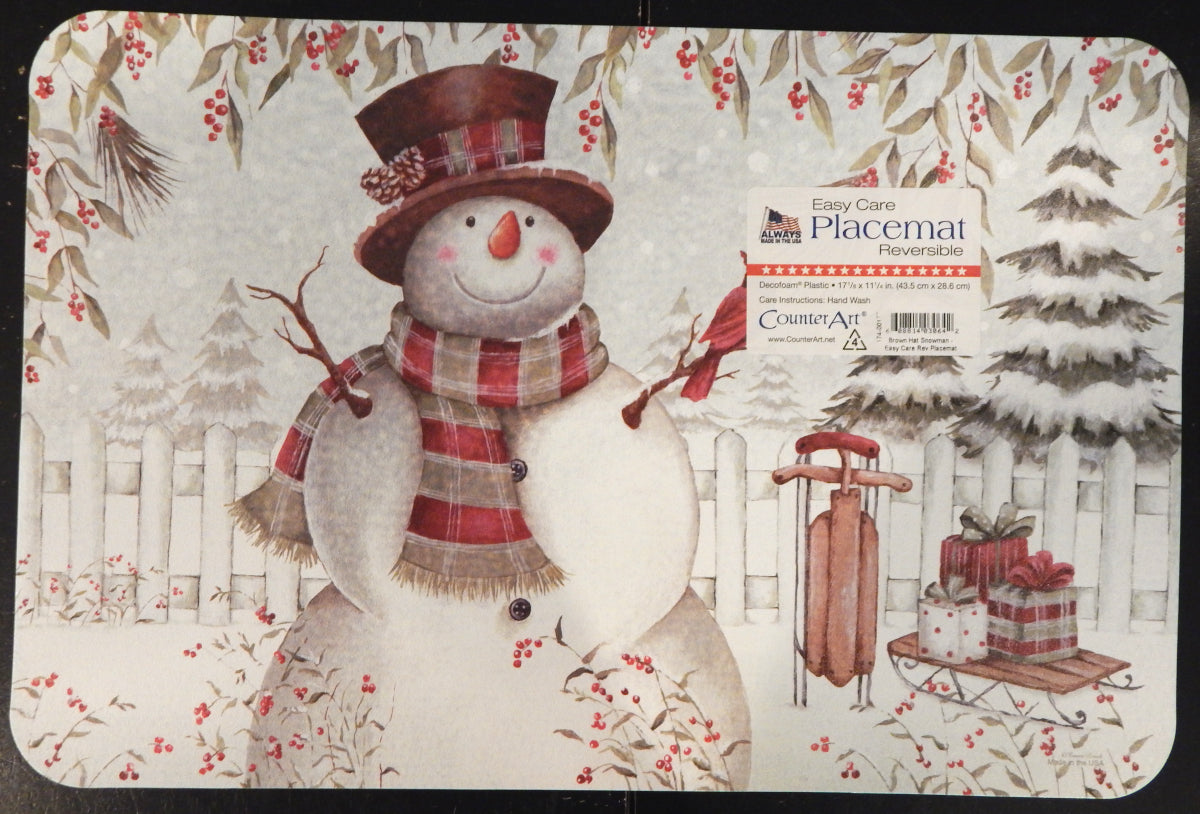 Snowman and Tree<br>Holiday Vinyl Placemats<br>SET OF 4