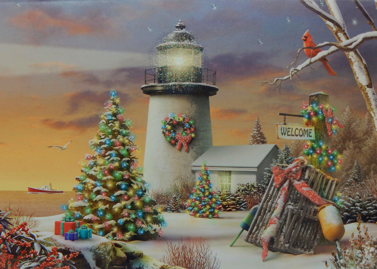 Lighthouse Christmas Cards (#1235)<br>Slightly Larger Card<br>by LPG Greetings