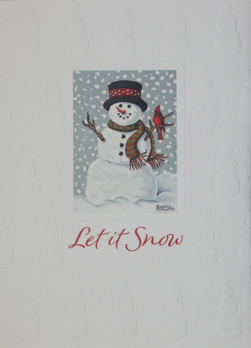 "Let It Snow"<br>Snowman Christmas Cards (#1413)<br><font color="red"><b>SMALLER CARD</b></font><br>Embossed by Pumpernickel Press