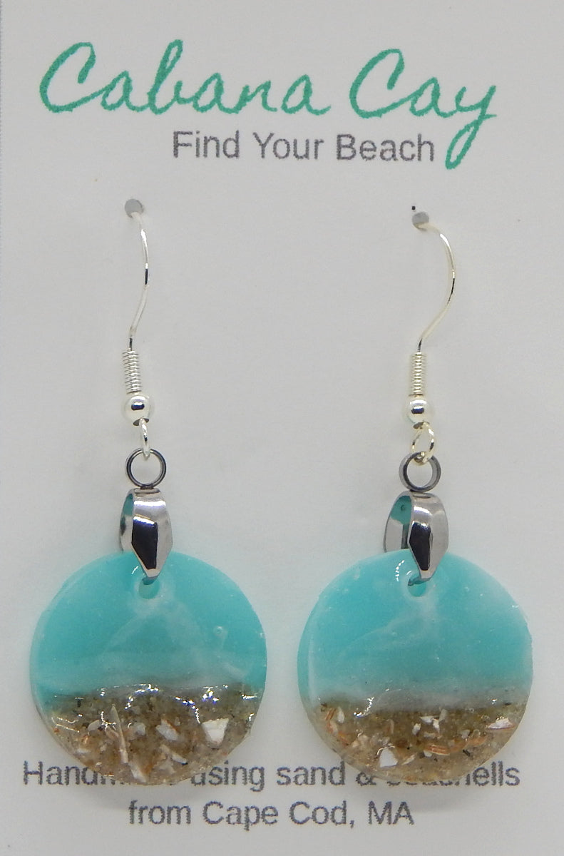 Beach Sand and Seashells<br>Circle Earrings<br>Cape Cod, MA