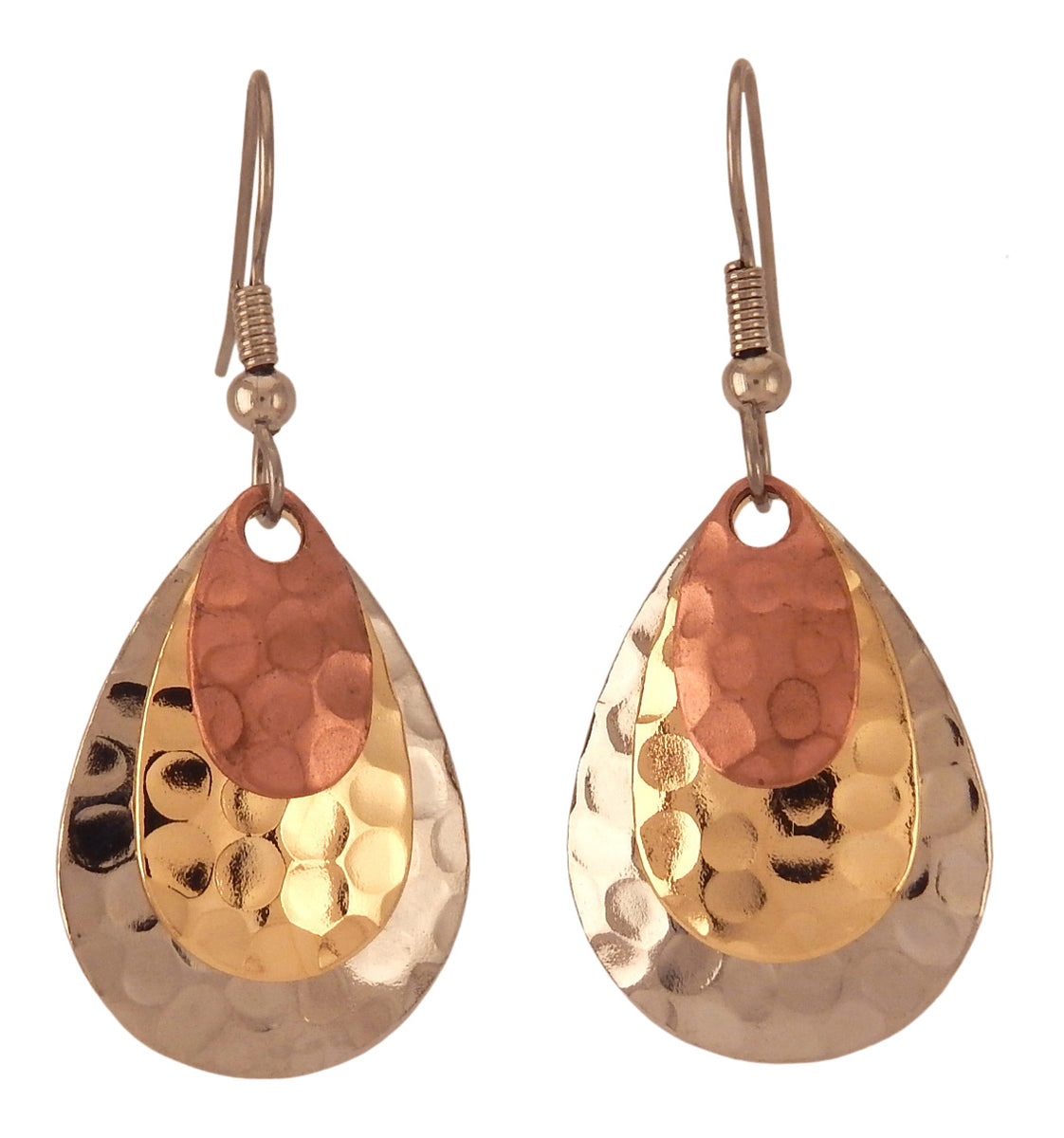 Fishing Lure Drop Style Earrings, 3-pc., Dimpled, Gold, Silver, Copper Tones