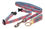 Preston Ribbons "Blue Lobster on Pink" Collar, Leash, Set, SMALL Dogs, FREE Matching Key Ring with Set