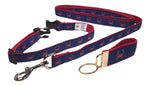 Preston Ribbons "Red Crab on Navy" Collar, Leash, Set, SMALL Dogs, FREE Matching Key Ring with Set