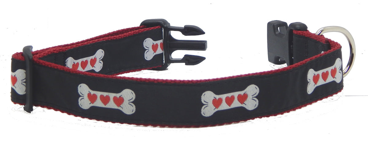 Preston Ribbons "Heart Bone" Collar, Leash, Set, SMALL Dogs, FREE Matching Key Ring with Set