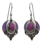 Silver Tone, Purple Jade Over Layers, Drop Earrings<br>by Silver Forest