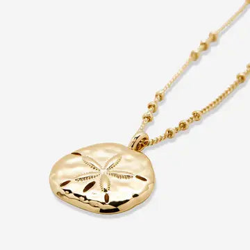 Sea Seeker Sand Dollar Necklace<br>14K Gold Plated