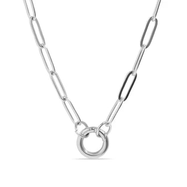 Surgical Stainless Steel Paperclip Charm Holder Necklace<br>18" to 20" Length