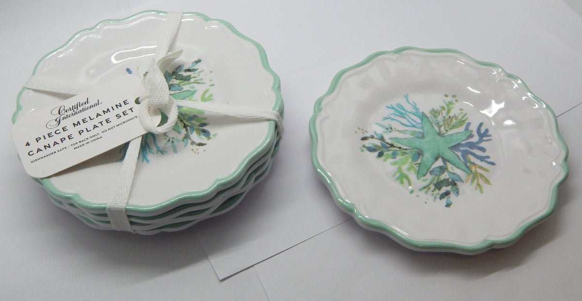 Seaglass Colors<br>Melamine Canape Plate Set<br>Single or Set of 4