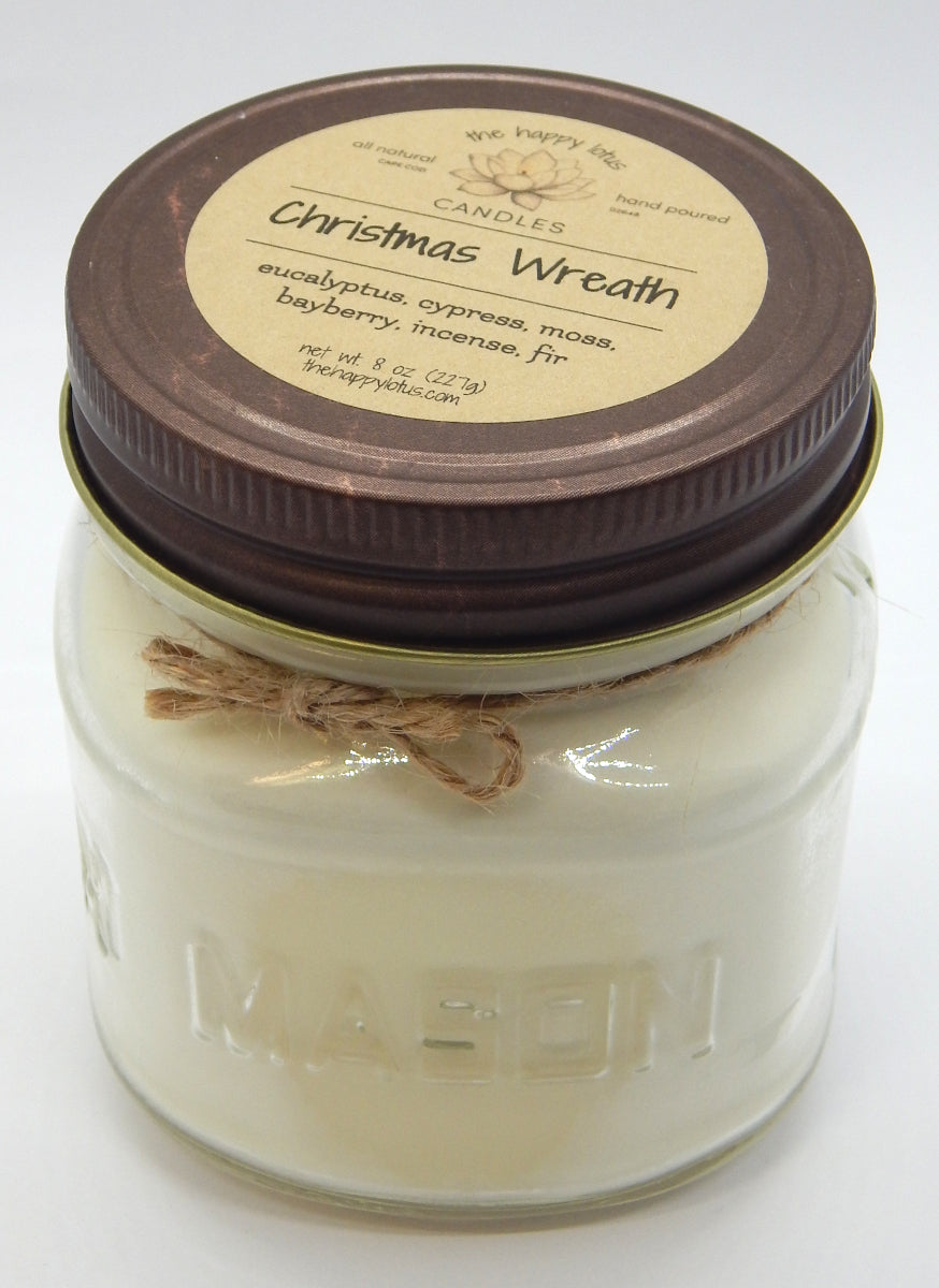 Christmas Wreath<br>Holiday Scent Jar Candles<br>by Happy Lotus