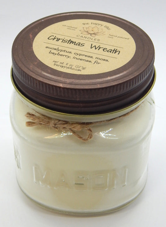 Christmas Wreath<br>Holiday Scent Jar Candles<br>by Happy Lotus