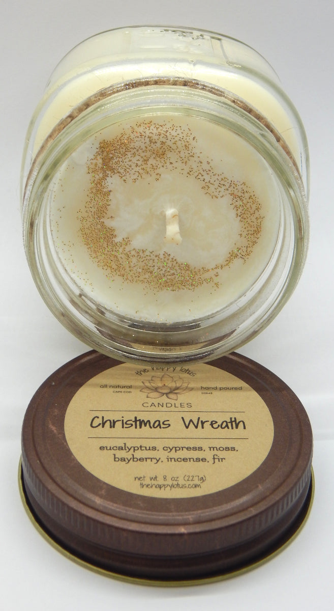 Christmas Wreath<br>Holiday Scent Jar Candles<br>by Happy Lotus