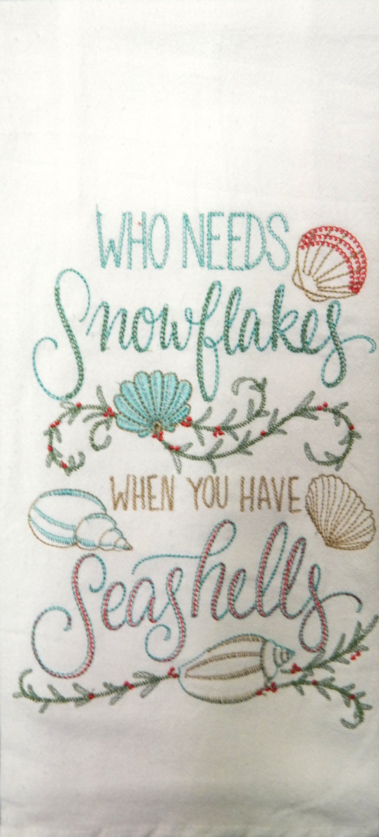 "Snowflakes Embroidery"<br>Holiday Flour Sack Towels<br>by KayDee Designs
