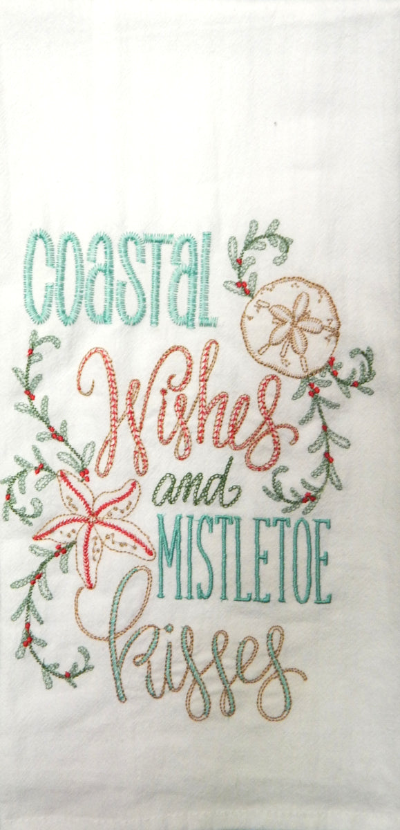 "Coastal Wishes Embroidery"<br>Holiday Flour Sack Towels<br>by KayDee Designs