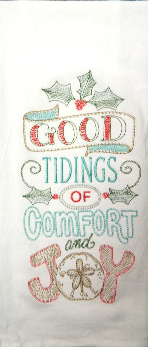 "Good Tidings Embroidery"<br>Holiday Flour Sack Towels<br>by KayDee Designs