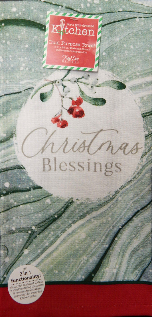 "Christmas Blessings"<br>Holiday Kitchen Linen<br>by KayDee Designs