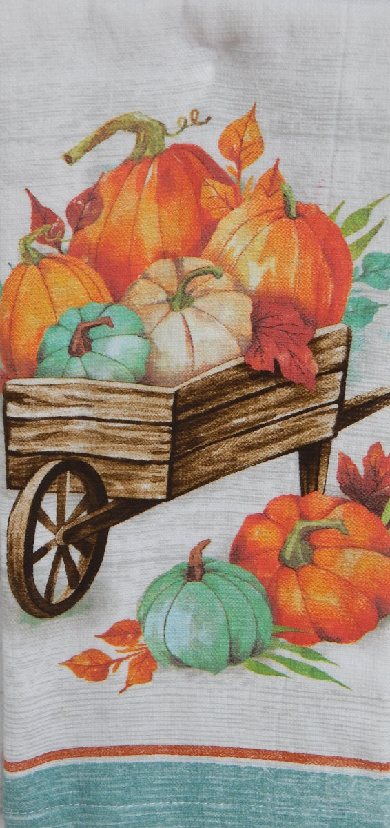 Wheelbarrow Pumpkins<br>Dual Purpose Towel<br>by KayDee Linens