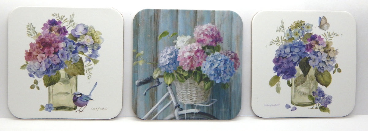 Hydrangea 1 <br>Cork-Backed Coasters<br>Set of 3