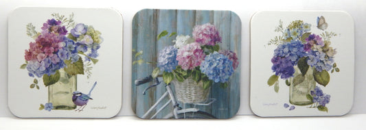 Hydrangea 1 <br>Cork-Backed Coasters<br>Set of 3