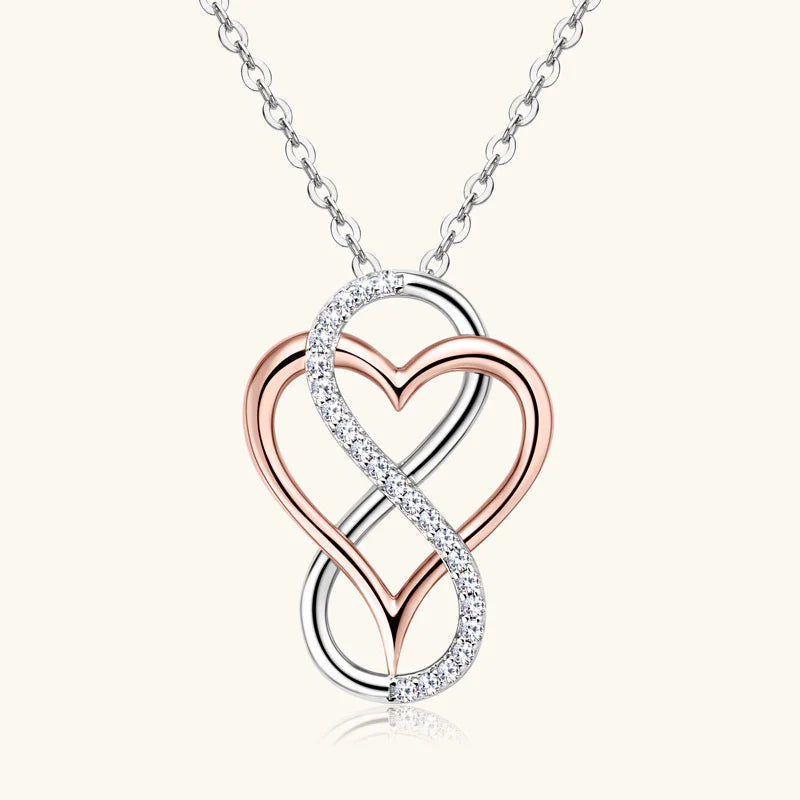 Moissanite Infinity Heart Necklace<br>925 Sterling Silver<br>Perimade & Co.