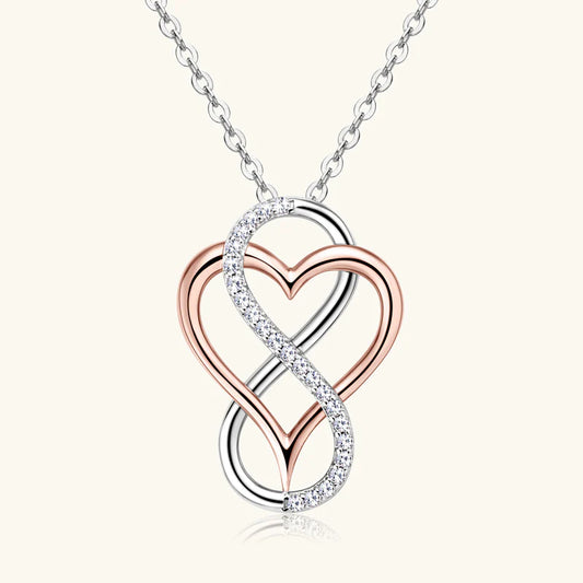 Moissanite Infinity Heart Necklace<br>925 Sterling Silver<br>Perimade & Co.