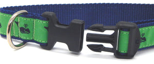 Preston Ribbons "Navy Whale on Green" Collar, Leash or Set