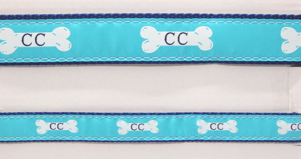 Preston Ribbons "Cape Cod Bone on Teal" Collar, Leash or Set