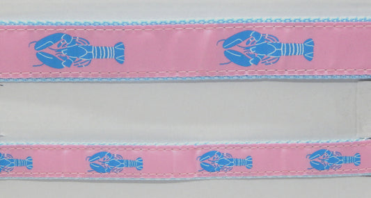 Preston Ribbons "Blue Lobster on Pink" Collar, Leash or Set