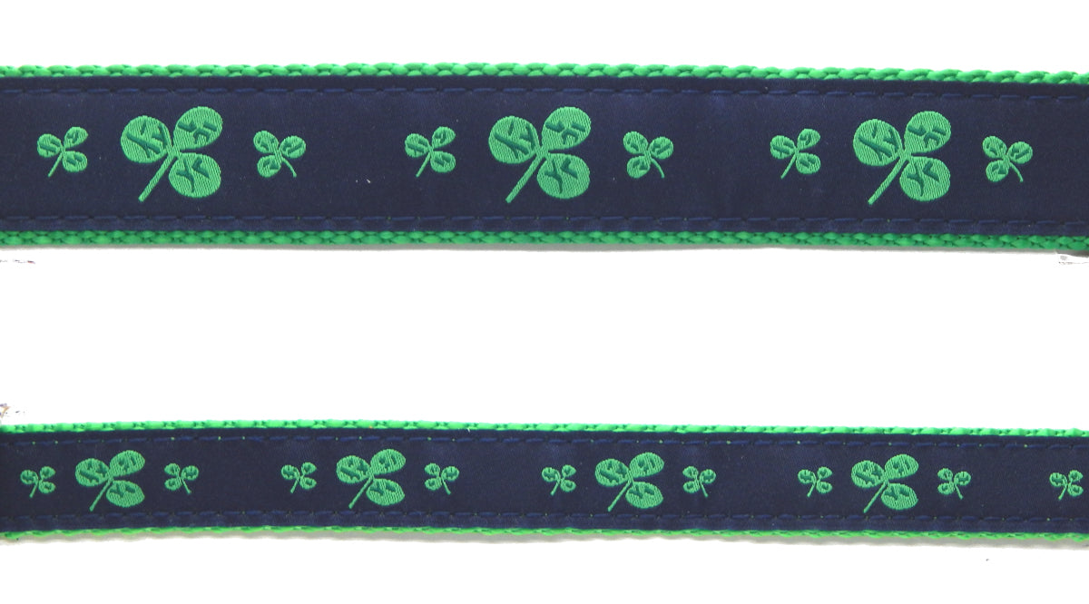 Preston Ribbons "Shamrocks on Navy" Collar, Leash or Set