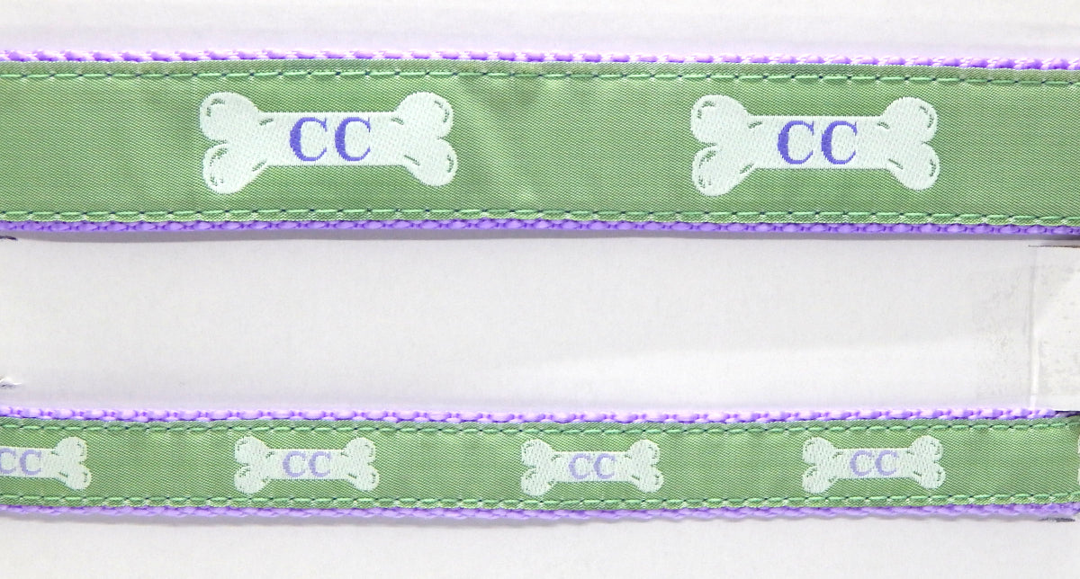 Preston Ribbons "Cape Cod Bone on Light Green" Collar, Leash or Set