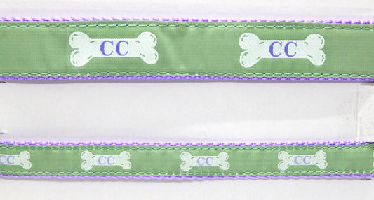 Preston Ribbons "Cape Cod Bone on Light Green" Collar, Leash or Set