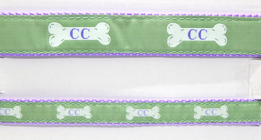 Preston Ribbons "Cape Cod Bone on Light Green" Collar, Leash or Set