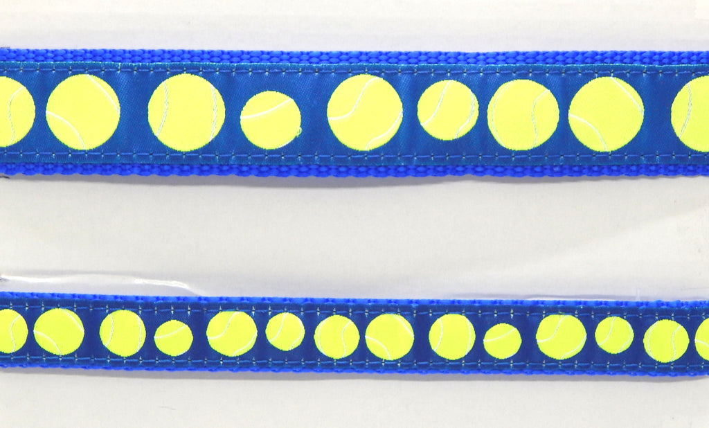 Preston Ribbons "Tennis Balls on Blue" Collar, Leash or Set