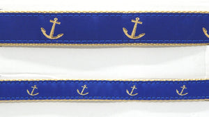 Preston Ribbons "Glittery Golden Anchor on Blue" Collar, Leash or Set