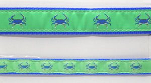 Preston Ribbons "Blue Crab on Green" Collar, Leash or Set