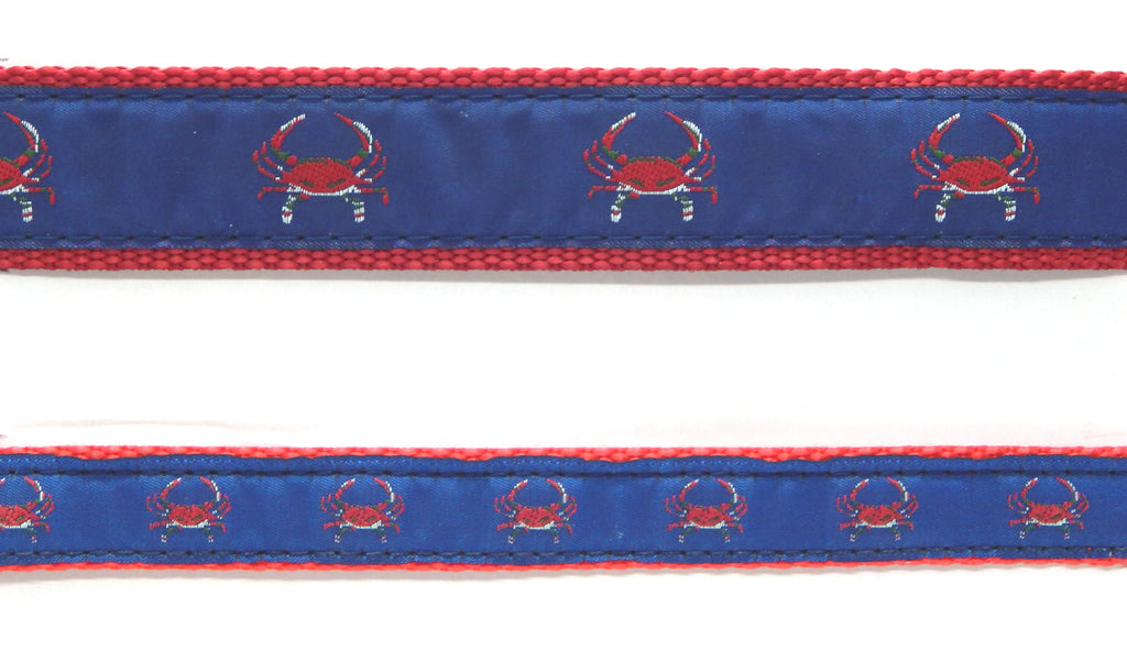 Preston Ribbons "Red Crab on Navy" Collar, Leash or Set