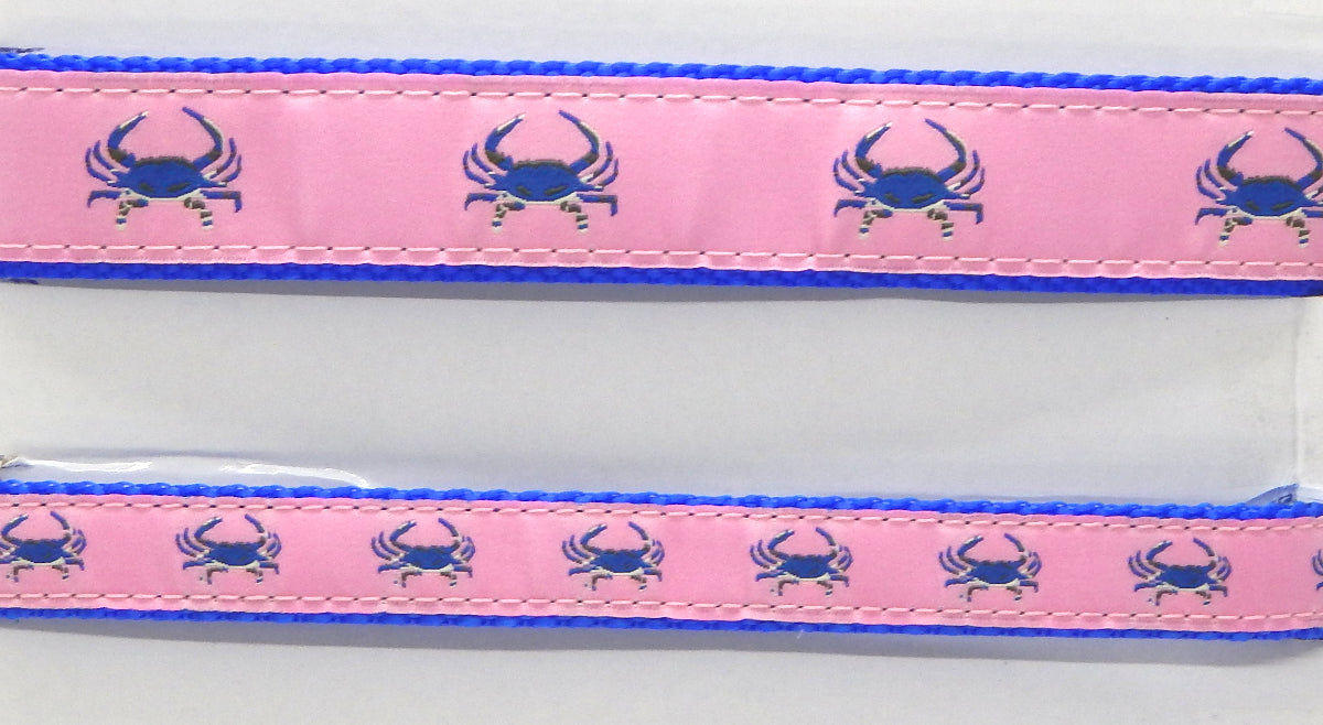 Preston Ribbons "Blue Crab on Pink" Collar, Leash or Set