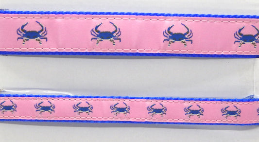 Preston Ribbons "Blue Crab on Pink" Collar, Leash or Set