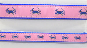 Preston Ribbons "Blue Crab on Pink" Collar, Leash or Set