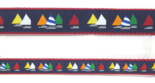 Preston Ribbons "Rainbow Fleet on Navy" Collar, Leash or Set