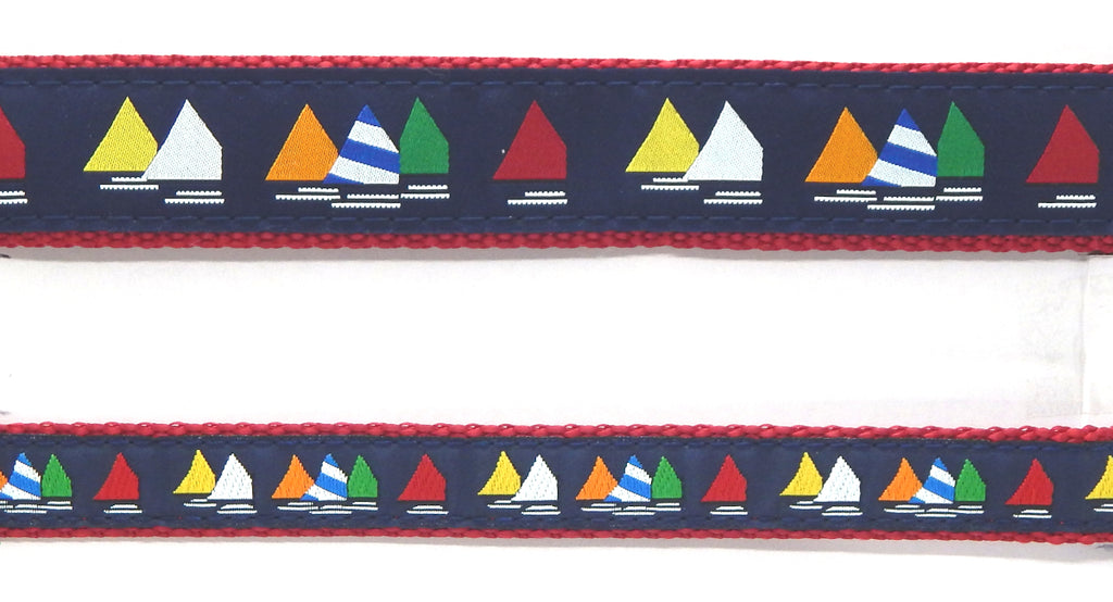 Preston Ribbons "Rainbow Fleet on Navy" Collar, Leash or Set