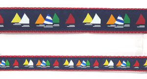 Preston Ribbons "Rainbow Fleet on Navy" Collar, Leash or Set