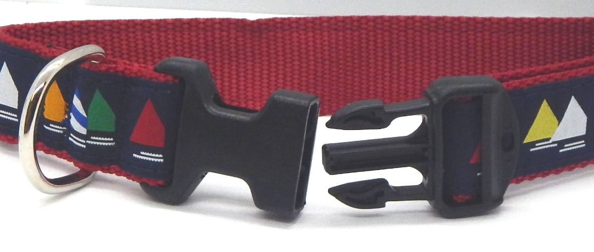 Preston Ribbons "Rainbow Fleet on Navy" Collar, Leash or Set