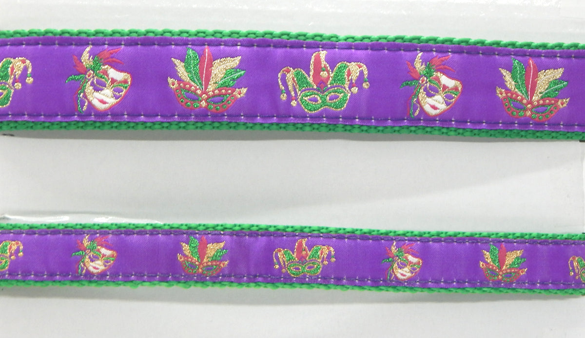 Preston Ribbons "Glittery Mardi Gras Masks" Collar, Leash or Set