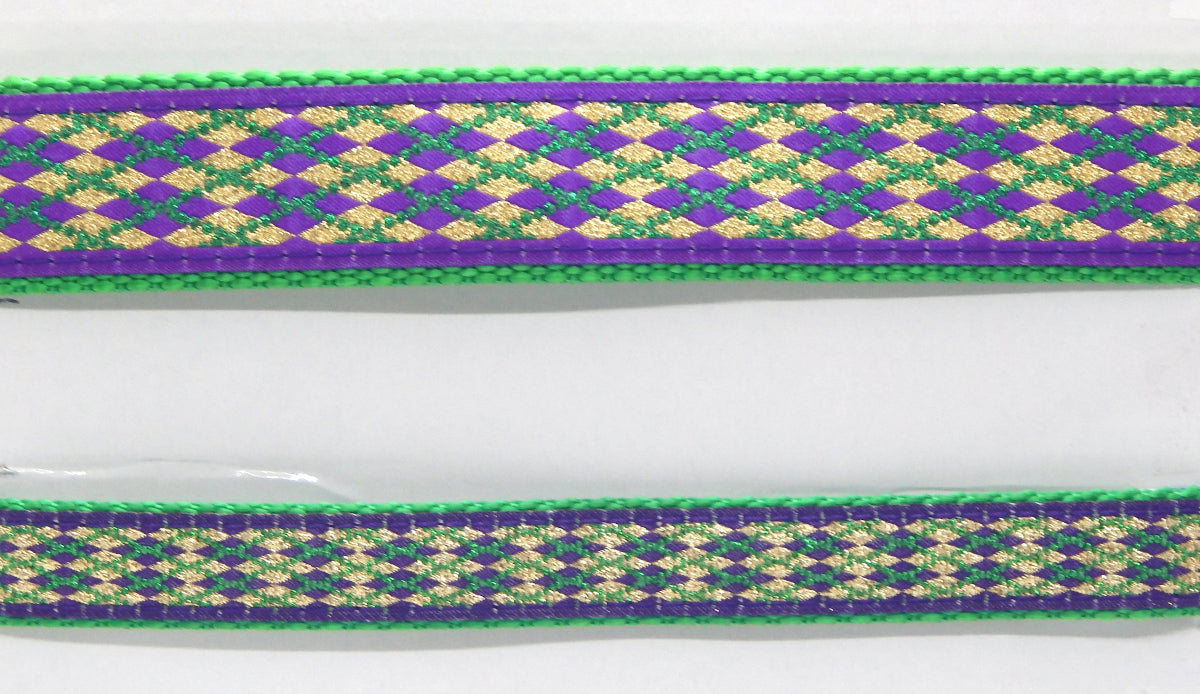 Preston Ribbons "Glittery Mardi Gras Argyle" Collar, Leash or Set