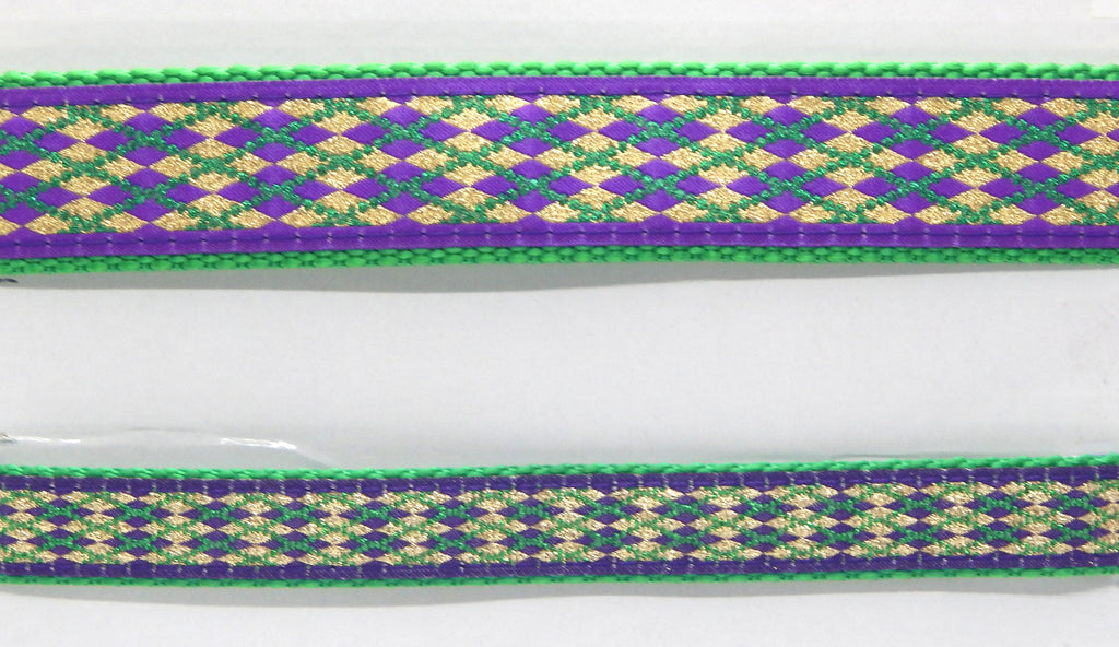 Preston Ribbons "Glittery Mardi Gras Argyle" Collar, Leash or Set
