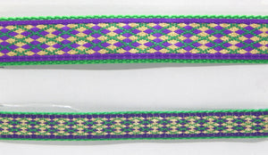 Preston Ribbons "Glittery Mardi Gras Argyle" Collar, Leash or Set