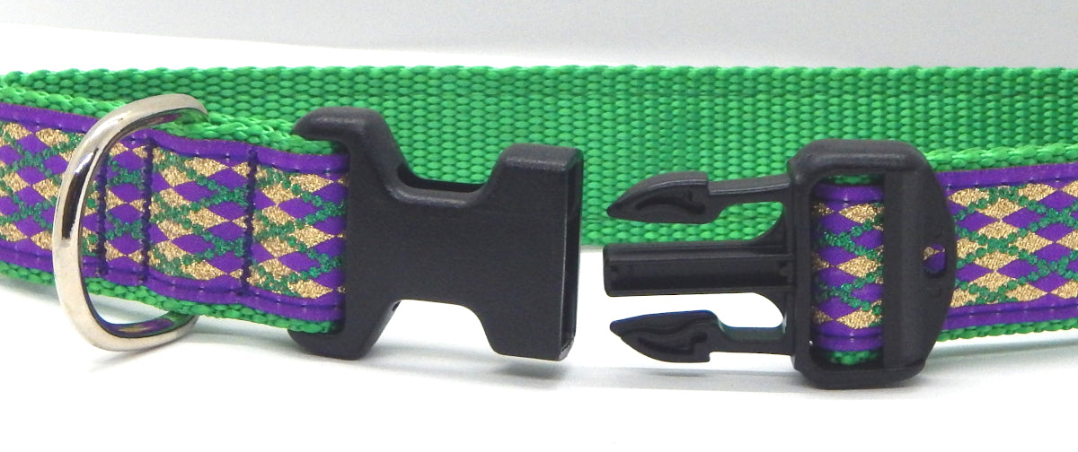 Preston Ribbons "Glittery Mardi Gras Argyle" Collar, Leash or Set