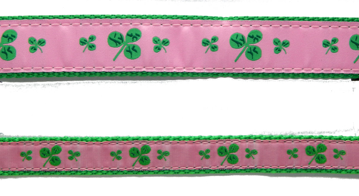 Preston Ribbons "Shamrocks on Pink" Collar, Leash or Set