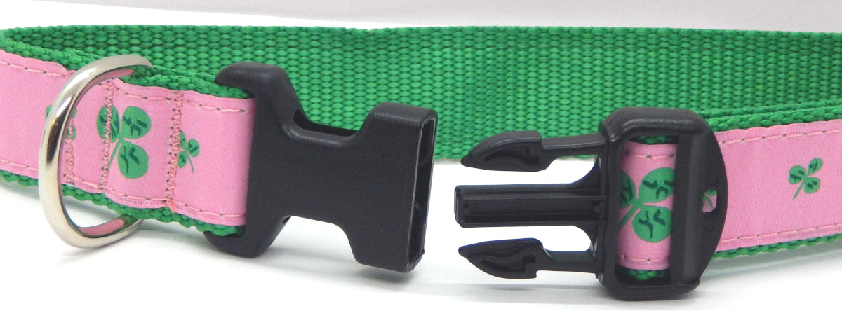 Preston Ribbons "Shamrocks on Pink" Collar, Leash or Set