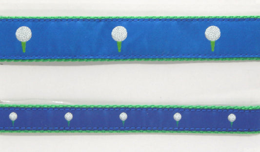 Preston Ribbons "Golf Ball on Blue" Collar, Leash or Set